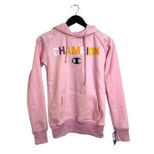 NWT Champion Powerblend Ice Cake Pink Graphic Logo Hoodie Women Small SEE NOTES
